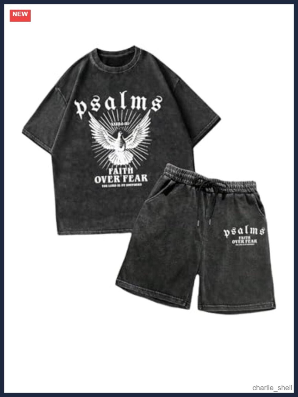 Men's 2 Piece Outfit Graphic Wash Short Sleeve T-Shirt and Shorts